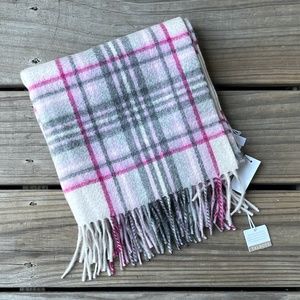Talbots Pink Plaid Cashmere Scarf Winter Wrap NWT